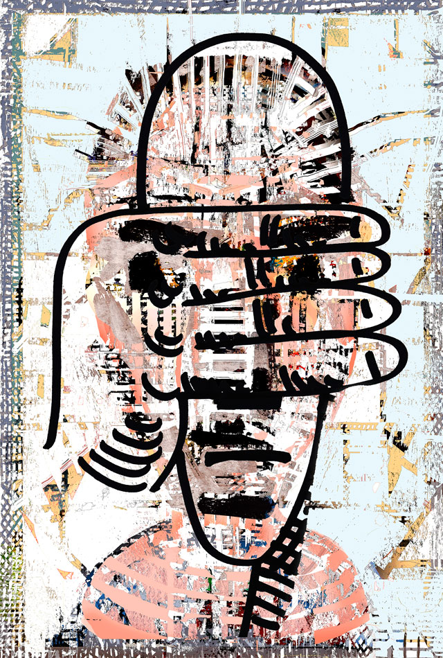 art posters, Uster, Portrait of a man hand in front of his face