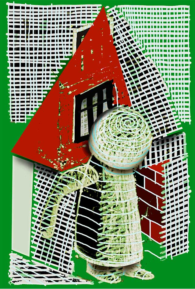 Drawing house and figure