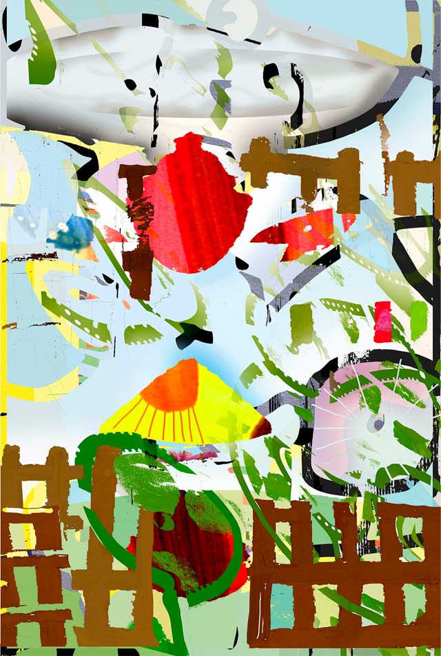 abstract fence, colour segments