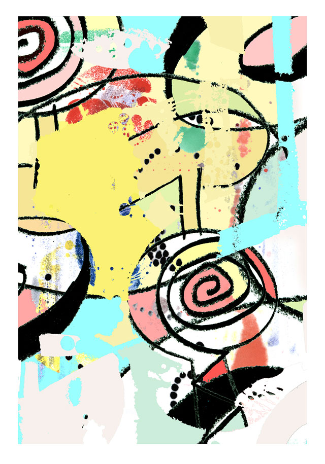 art poster, Uster, Abstract linear circles, spirals