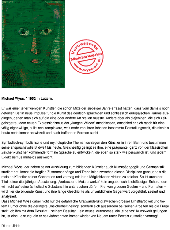 Presseartikel Ausstellung Art Seefeld, Michael Wyss, verbesserte Meisterwerke