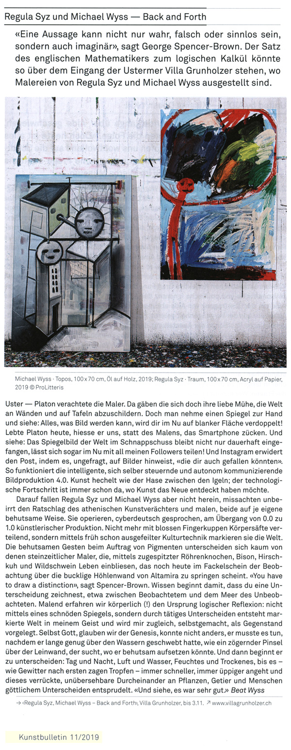 Kunstbulletin 11/2019, Artikel von Beat Wyss